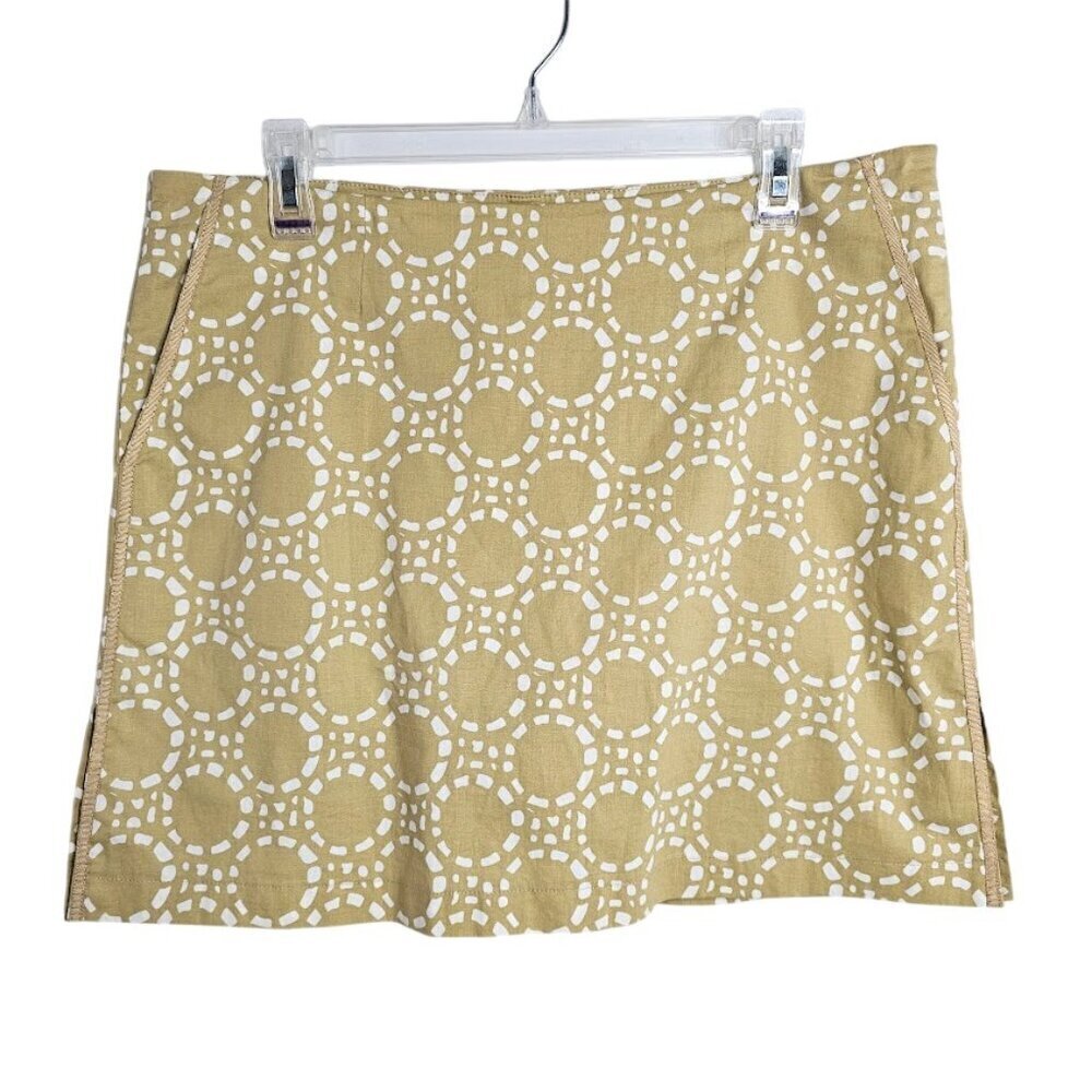 GOLFTINI Skort Skirt Shorts size 14 GOLD TAN & WHITE Pickleball Tennis Golf Cute